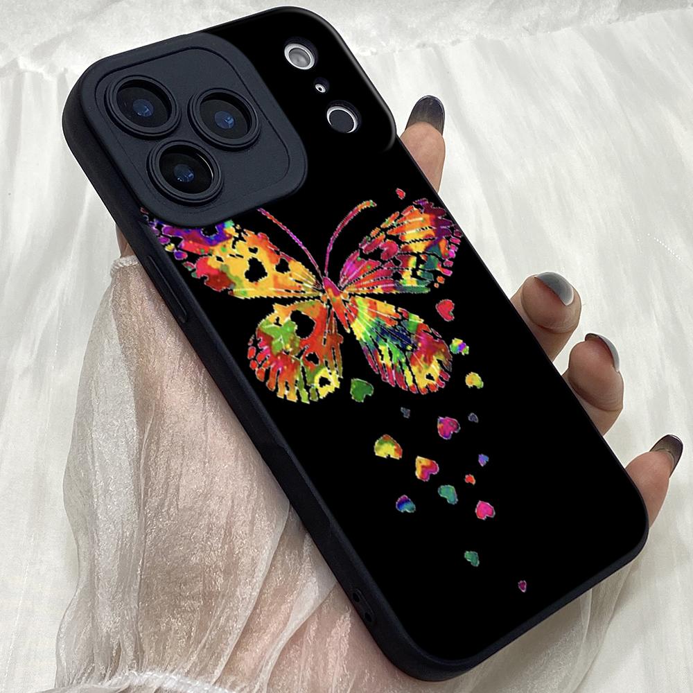 M271 Aquarela Butterfly Pink Love Heart art Design Angel Eyes Soft Phone Cases for iPhone Samsung Xiaomi Rdemi Huawei Honor Infinix Realme All Model