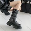 Fashion Comemore Vintage Thick Bottom Mid-calf Boots Women Autumn Soft Leather Western Short Bottes Femmes Chunky Heeled Boots for Woman