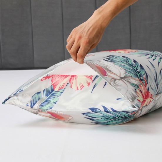 2Pcs/Set Flower Print Satin Pillowcase Envelope Closure Soft Dustproof Wrinkle Free Washable