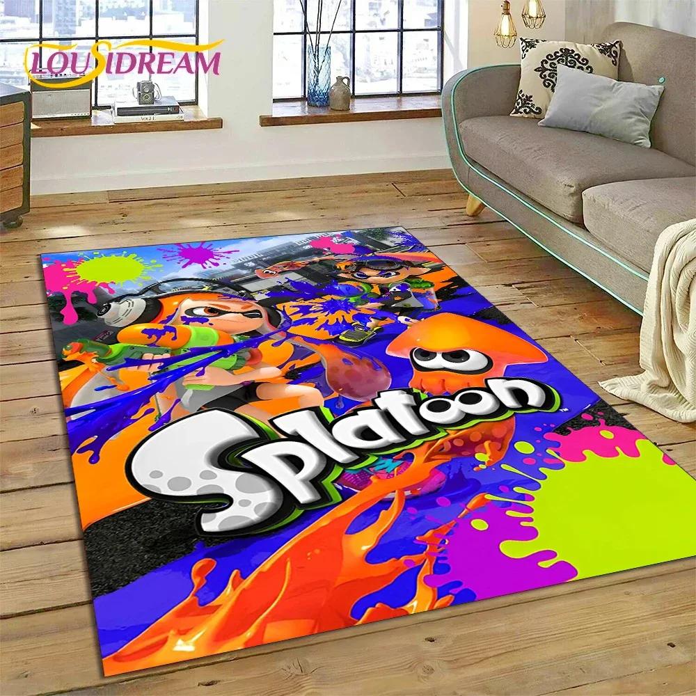 Splatoon3 PC Gamer Kreskówka Gra Dywanik do Sypialni Salonu Domu Dekoracja Sofy,Gra dla Dzieci Duży Dekor Mata Podłogowa Prezent