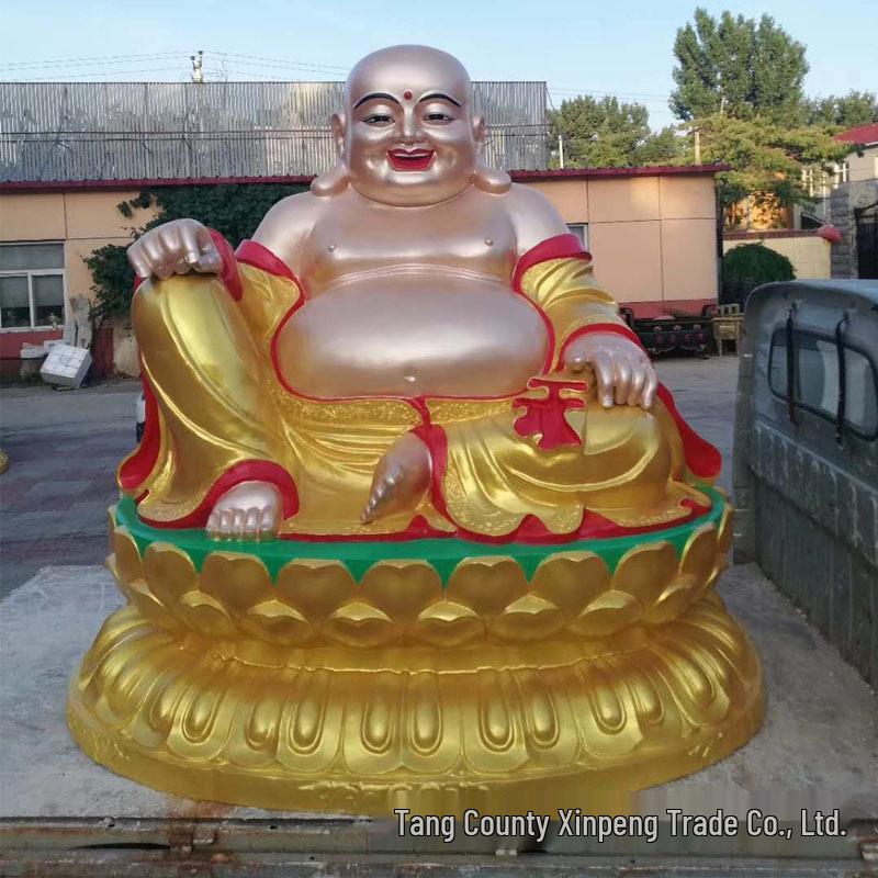 Large Bronze Maitreya Buddha Statue: Big-Bellied Laughing Buddha with Hundred Children, Temple-Style Customization Custom