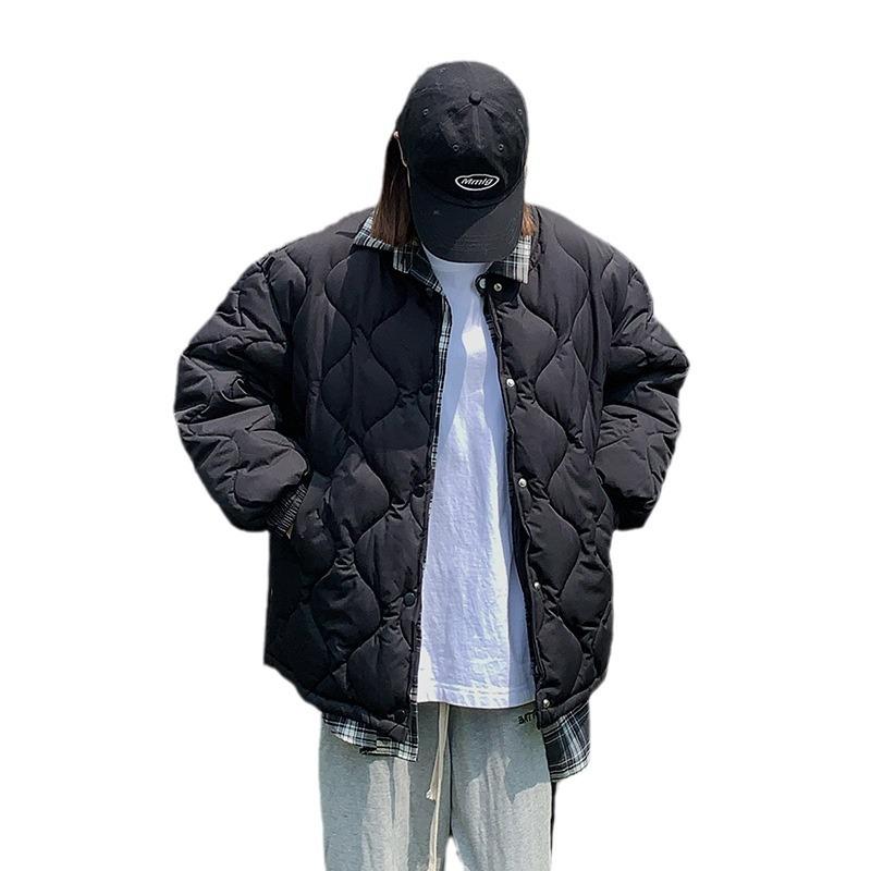 Winter Diamond Lattice Down Cotton Jacket Women's 2025 New Korean Version of Lazy Wind Padded Thickened Cotton Jacket Padded Jacket Trend