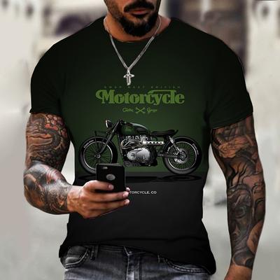 Vyriški marškinėliai Retro Motociklas Harajuku Juokingi Vasariniai Sportiniai Kostiumai 3D Spausdinti Gatvės 2022 Nauji Trumpomis Rankovėmis Viršutiniai Drabužiai Per dydį Marškinėliai