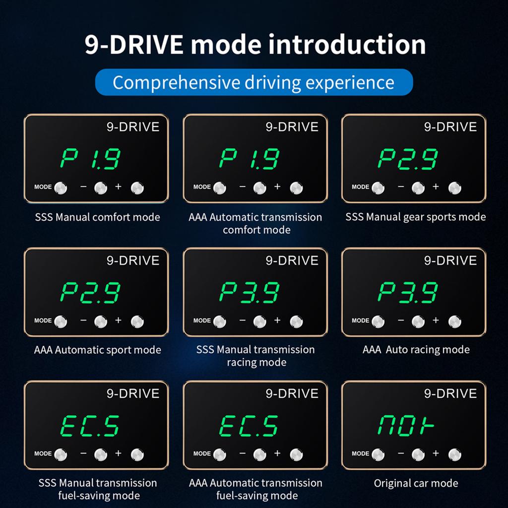 9 Drive Elektronický ovladač plynu Pedal-Racing akcelerátor Výkonný posilovač Výměna za