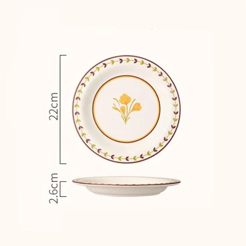 Light Luxury Flowers Ceramic Plates High End Restaurant Salad Dessert Plate Delicious Dishes Dining Plates Unique Home Tableware
