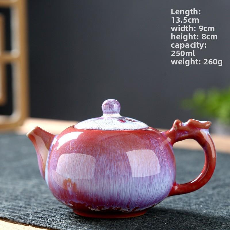 

Kiln Change Tianmu Glaze Teapot Large Ceramic Kungfu Tea Set with Filter Dragon Egg Teapot 250ML