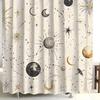1pc Minimalist Star & Moon Shower Curtain - Waterproof Polyester, 12 Hooks, Machine Washable, Includes Window Curtain