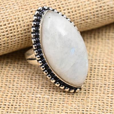 Rainbow Moonstone Gemstone Handmade Sterling 925 Silver Ring Jewelry For Thanksgiving