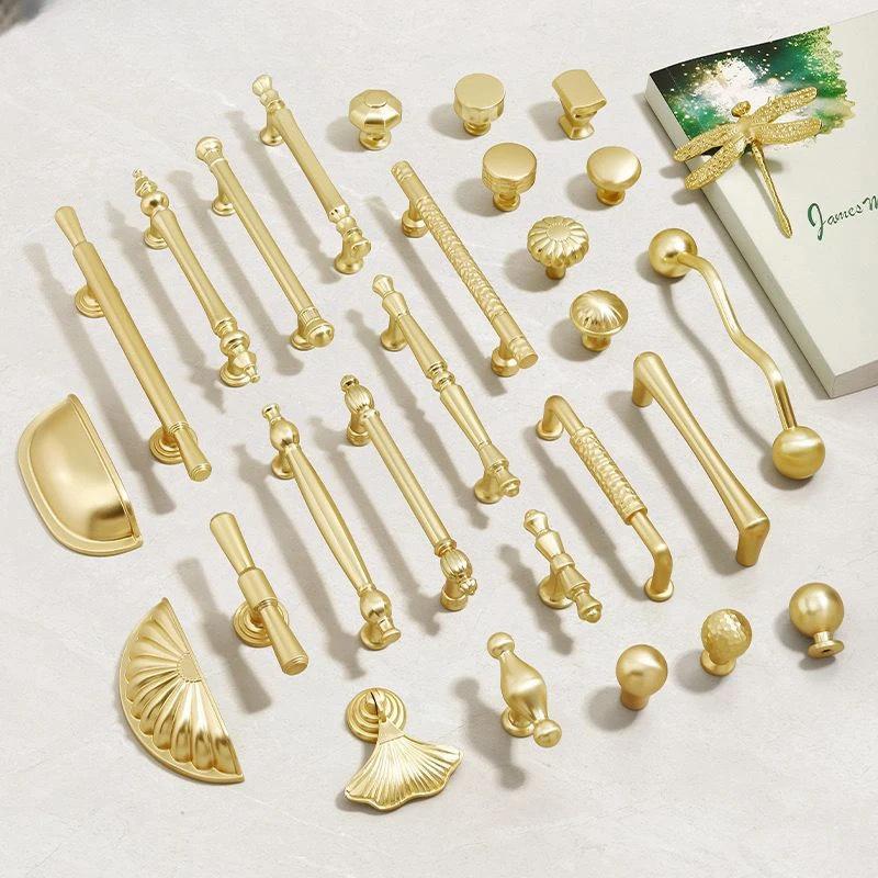 French Modern Gold Zinc Alloy Cabinet Handle