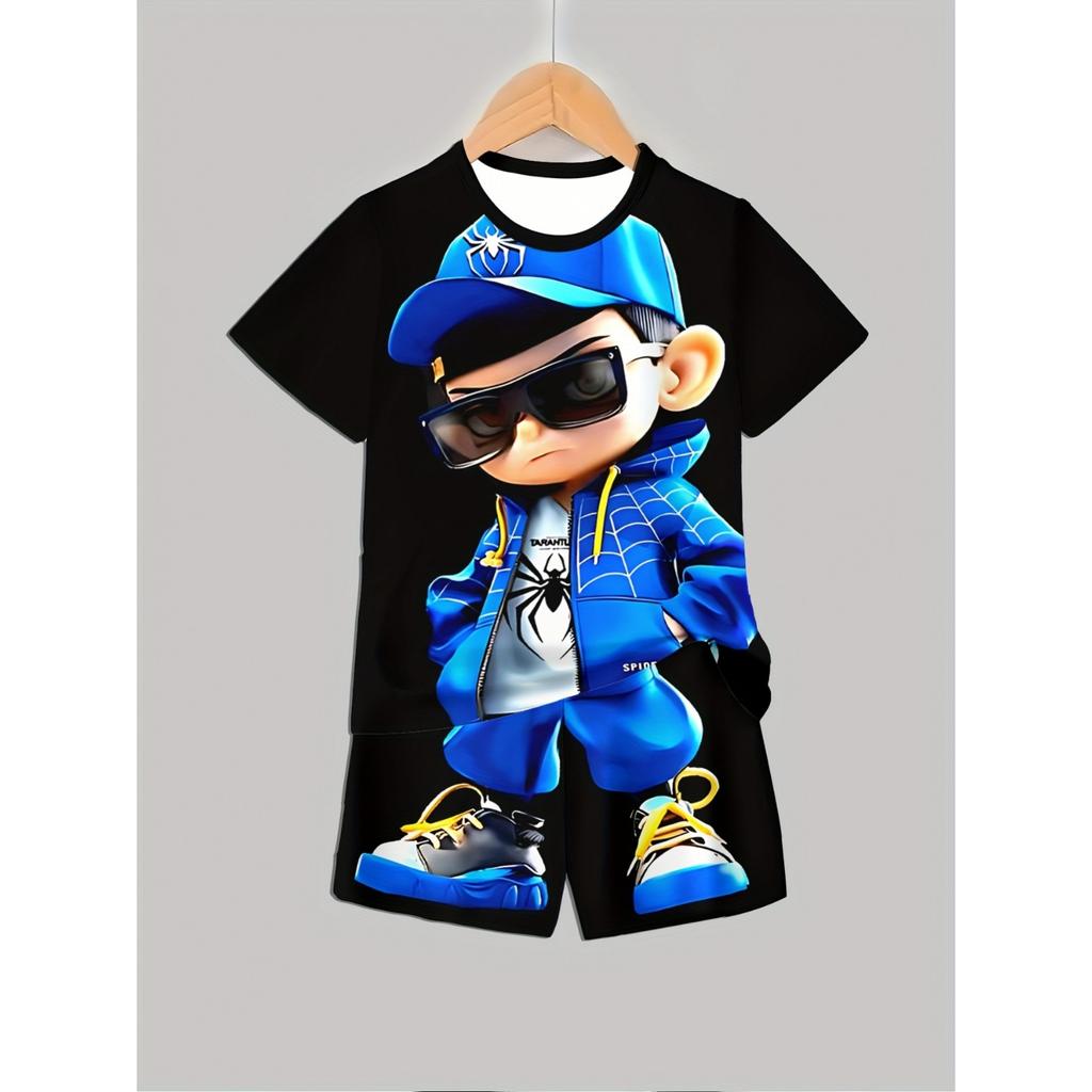 Children's 3D Printing with Patterns, Suitable for Spring/summer Festivals, a Fashionable and Versatile Casual Style for Children