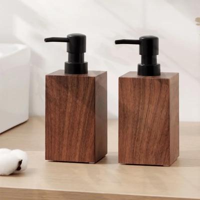 Soap Dispenser Walnut Grain Hand Sanitizer Bottle Bubble Bottle Foam Hotel High-end Shampoo Bath Gel Separate Bottles Dispenser