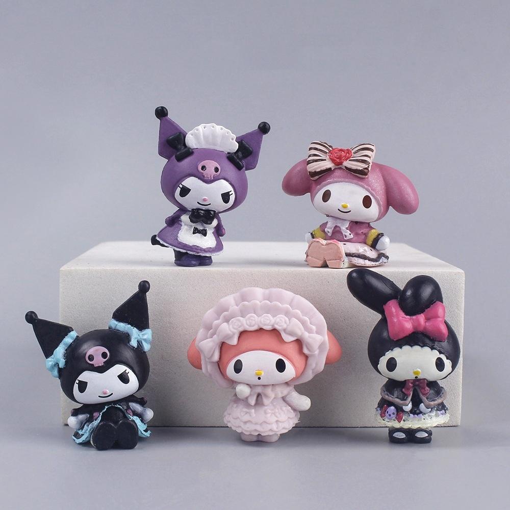 5pcs/Set Anime Kawaii Sanrio Action Figure Toys Cute Kuromi Mymelody Cinnamorol Figurine Dolls Girl Birthday Gift