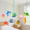Paper Hawaiian Spiral Ornaments Colorful Summer Theme Pendant Ocean Animals Hanging Flag  Wedding