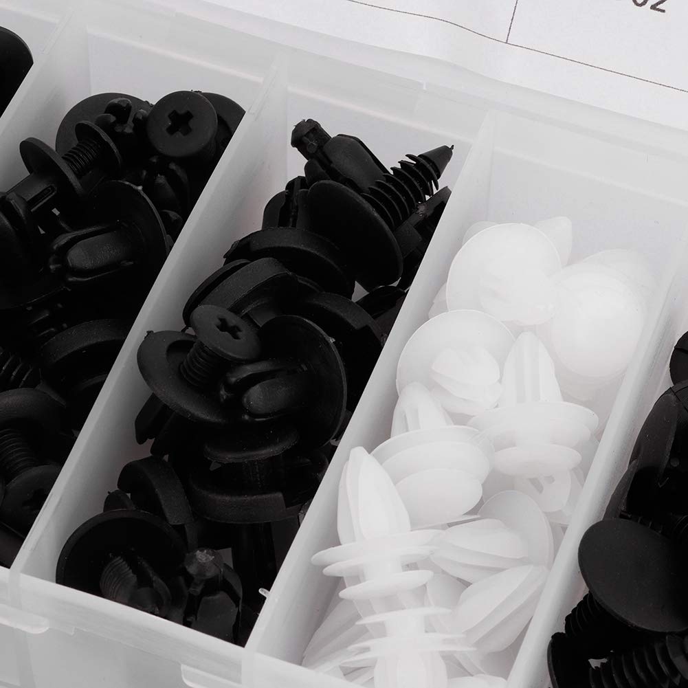Acouto Car Plastic Hole Plug Assortment,100 Pcs Universal Car Door Card Panel Trim Clips Bumper Fastener Retainer Push Rivet Kit
