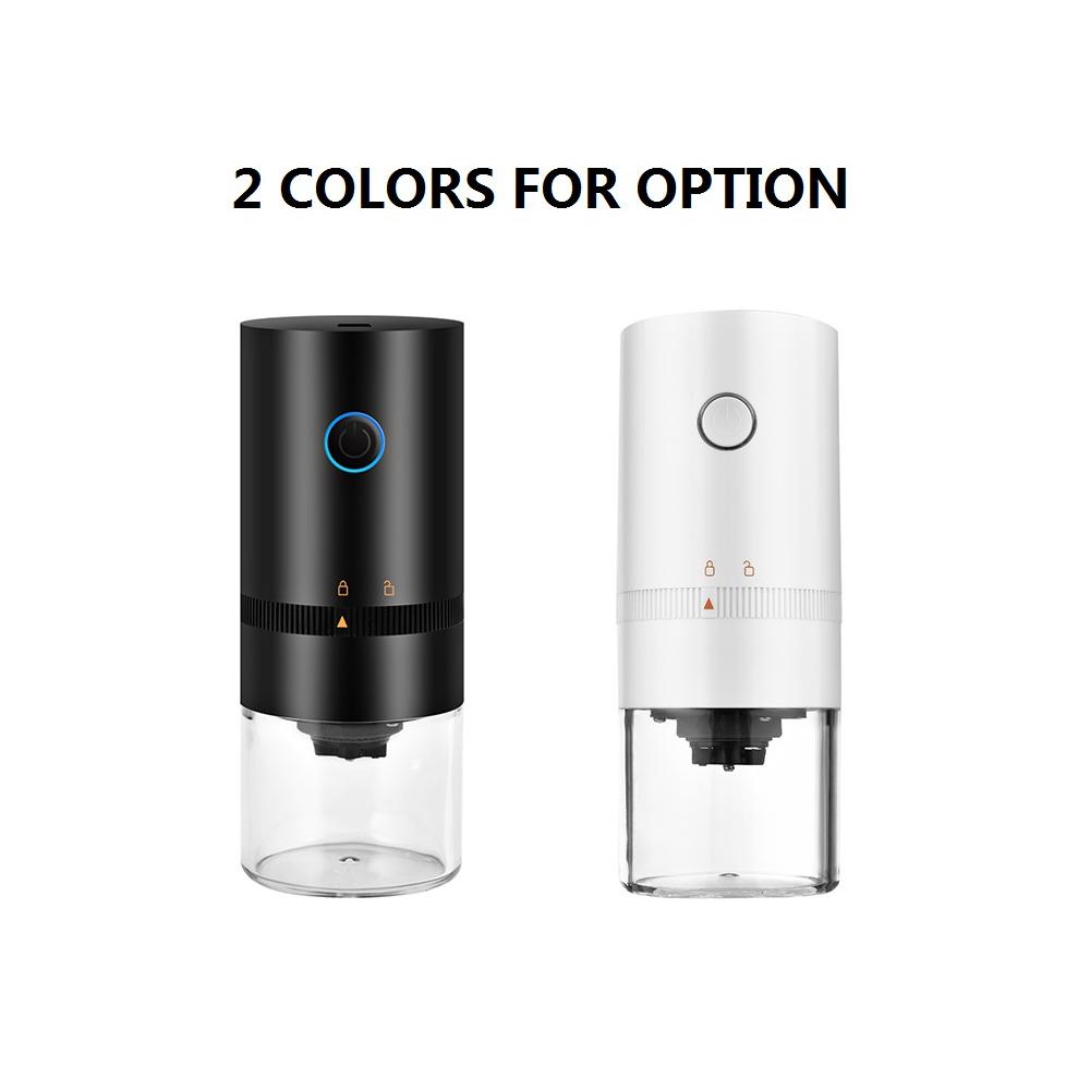 Přenosný elektrický mlýnek na kávu Mini Burr s nastavitelnou vyjímatelnou komorou pro hrubé jemné mletí