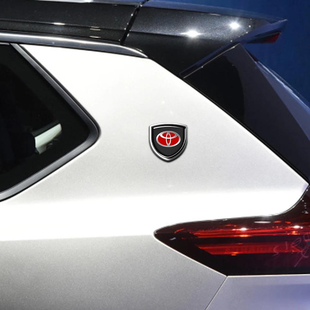 Car Styling 3D Meta Auto Door Shield Emblem Car Body Badge 3D Sticker For Toyota Corolla Yaris Chr Auris RAV4 Land Cruiser Camry