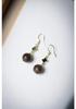 Indonesian Kalimantan Agarwood Earrings: 12mm Grade, 925 Sterling Silver, Gold Plated Studs