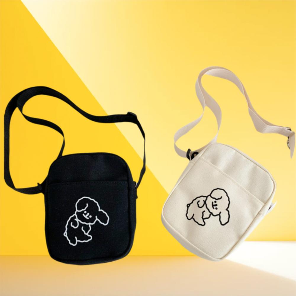 Casual Canvas Cute Tote Bag Solid Color Lovely Print Shoulder Bag Adjustable Shoulder Strap Messenger Bag