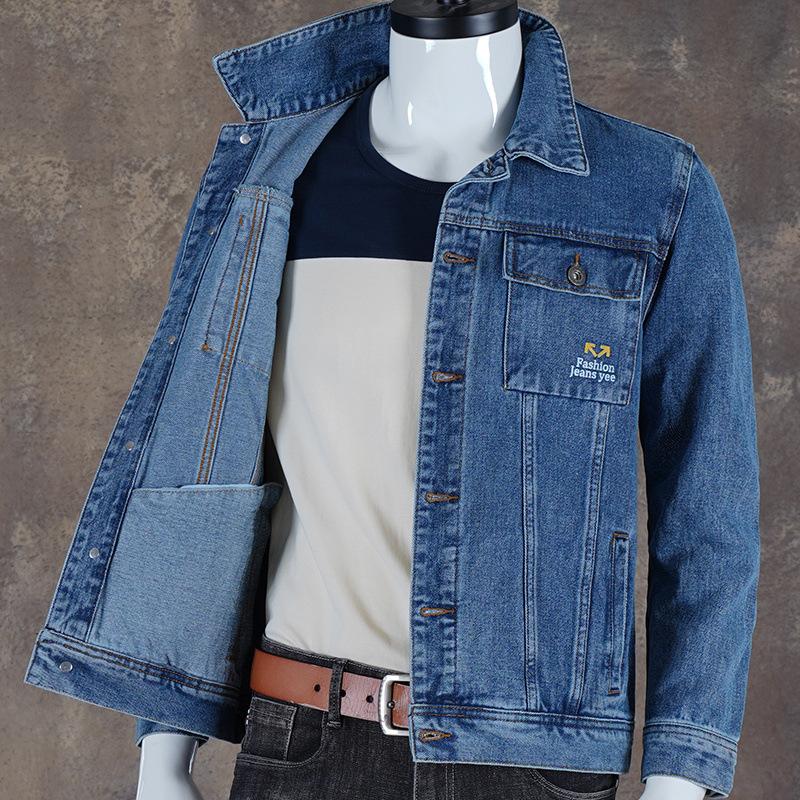 New Denim Jacket Men's Loose Lapel Top Autumn and Winter Jacket Denim
