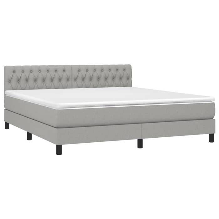 3140313 vidaXL Lit à sommier tapissier avec matelas Gris clair 180x200cm Tissu