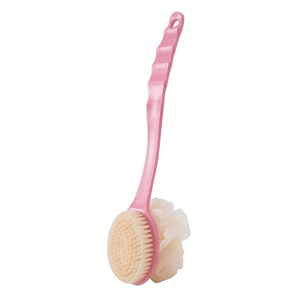 2-in-1 Dual-Sided Bath Brush with Soft Loofah for Back Scrubbing - Battery-Free, Oil-Free, Ergonomic Handle, Gentle Exfoliation for Healthy Skin