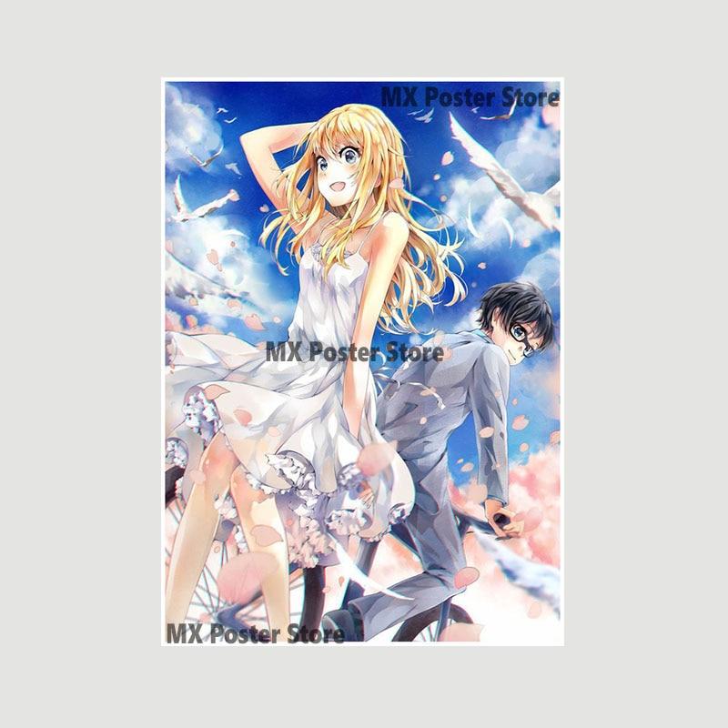 Japanische Anime Your Lie In April Poster weiß beschichtetes Papier Wandaufkleber Home Decor Wandbild Wohnzimmer Bar Dekoration Malerei