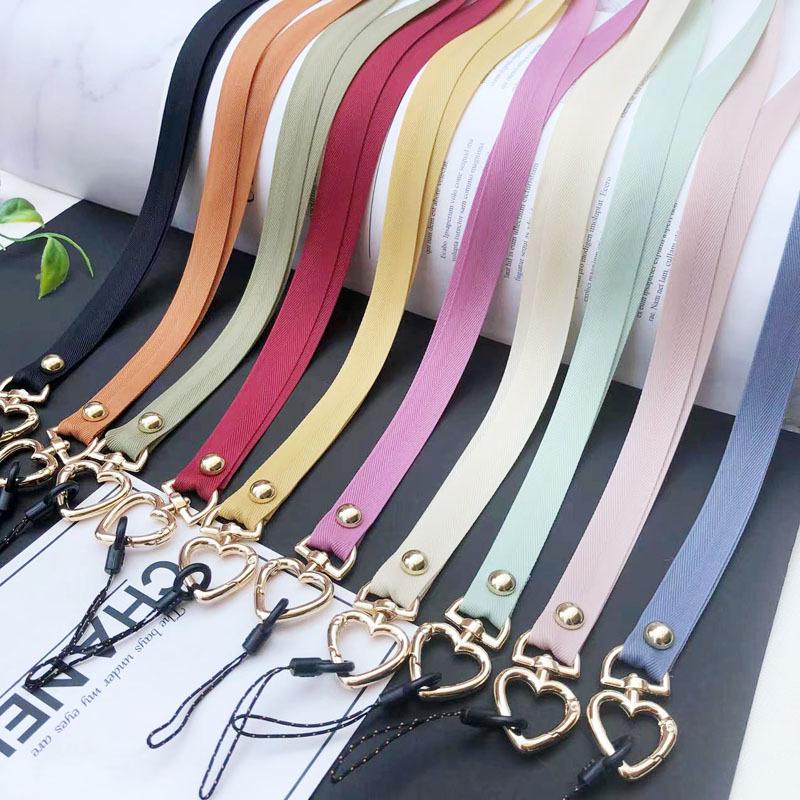 Colorful Long Phone Lanyard for Girls with Peach Heart Clasp, Ideal for Keys, Work ID, Earphone Case, Universal Anti-Lost Design