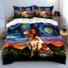 Starry Night Dog Art Set Multiple Sizes Kid'S And Adults' Bedroom Exquisite 3Pc Bedding Set, Gift