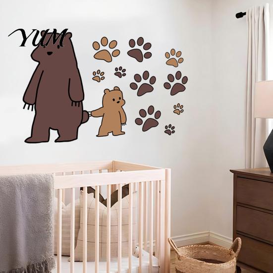 Versatile Wall Decor for Home Office Cute Bear Stickers Kids Room, PVC Waterproof Cartoon Animal Self Adhesive Bedroom Decals, Removable Art