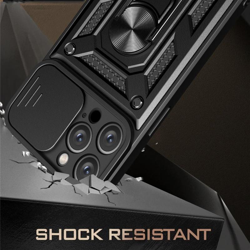 Shockproof Armor Case for iPhone 14 Pro Max Plus Windows Slide Camera Lens Protection Ring Stand Phone Cover for iPhone 14pro 14promax 14plus Cases