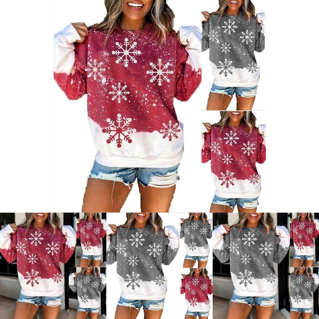 Stylish Christmas Snowflake Hoodie For Women Featuring Santa Claus Design In Grey And Red