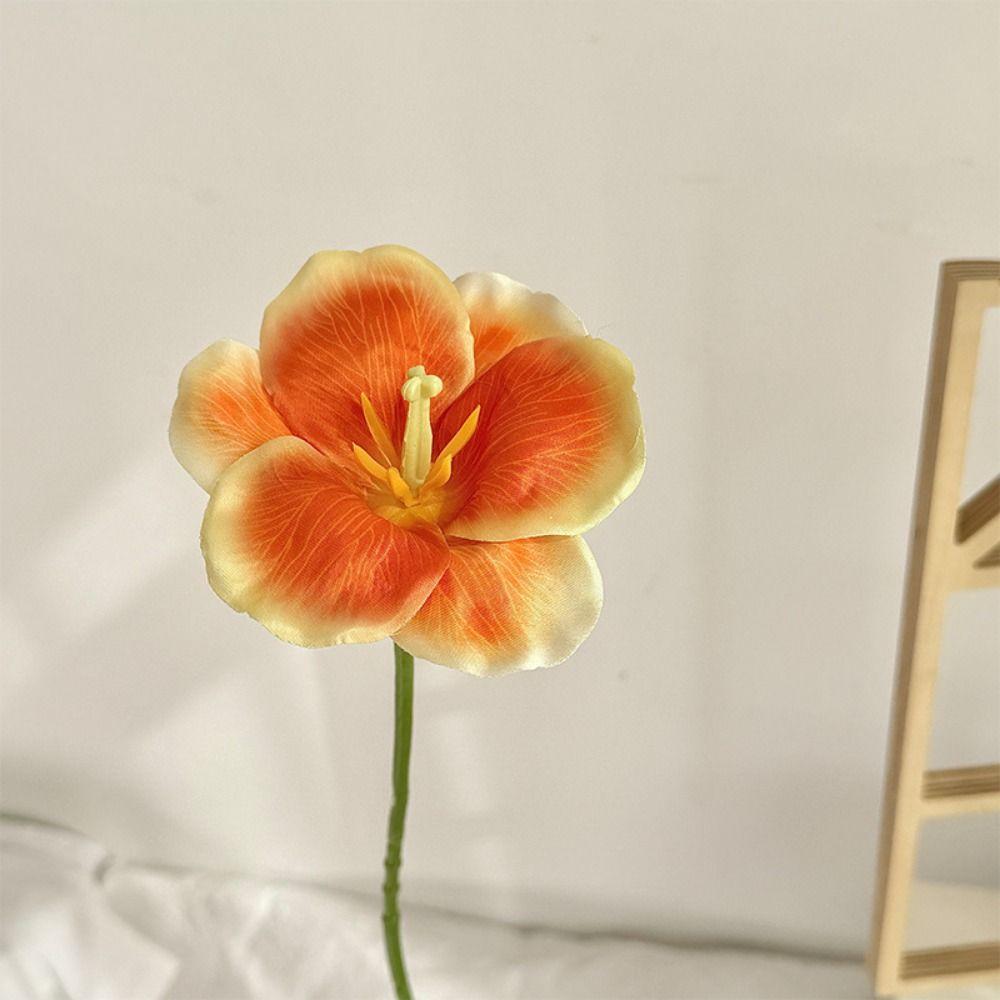 White Artificial Tulip Flowers Double Petal Artificial Faux Plants Indoor Decoration