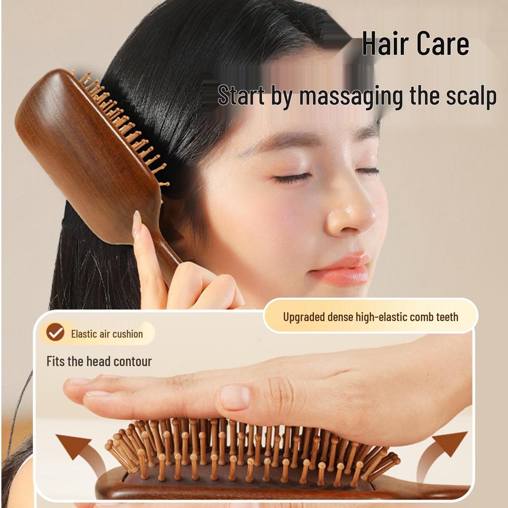 Golden Thread Sandalwood Anti-Static Scalp Massage Comb for Men and Women