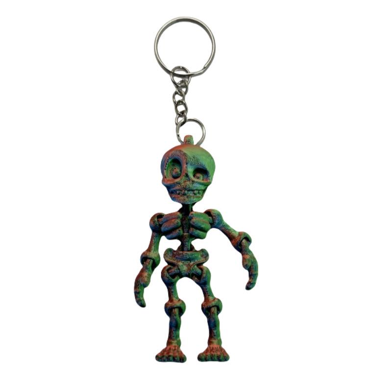 3D Printed Skeleton Keychain Pendant Joint Mobility Skeleton Stress Relief Toys Desktop Ornament Craft For Kid Halloween Gift