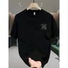 European Size American Retro Trendy Casual Niche Versatile Heavyweight Cotton Short Sleeve-Shirt Summer New Design Sense Printed Youth Half Sleeve Top