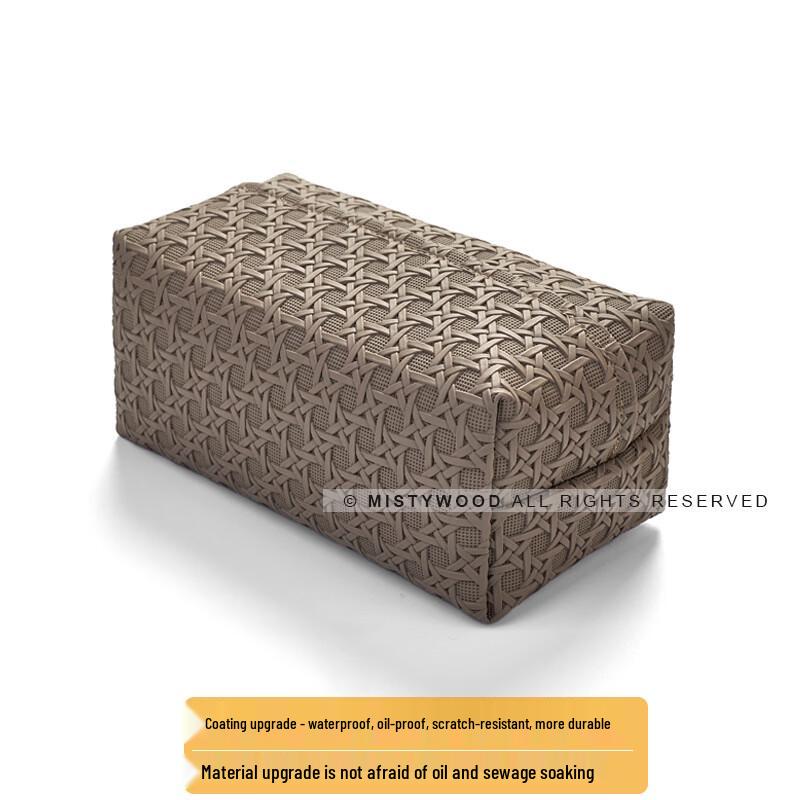 Faux Rattan Weave Tissue Box
