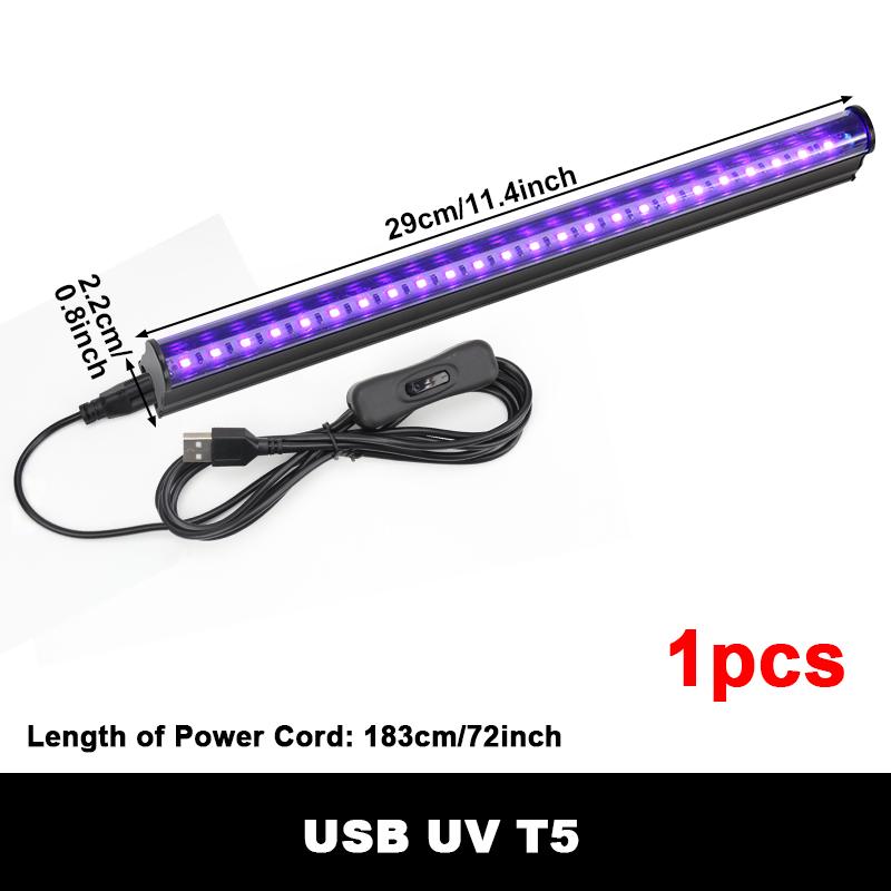 

395-405nm Black Light LED UV Lamp Gel T5 Tube 5V USB Plug Ultraviolet Light LED Stage Blacklight UV LED Nail Lamp Parts Grow T5 USB 5V