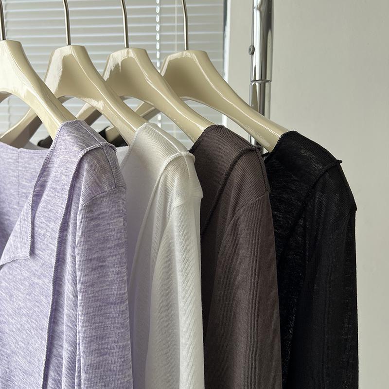 Women's Summer V-Neck Long-Sleeve Sun-Protective Knit Top