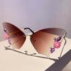Rimless Butterfly Designer Shades Fashion Crystal Gradient Sunglasses Oversize Decoration Party Women's Sun Glasses