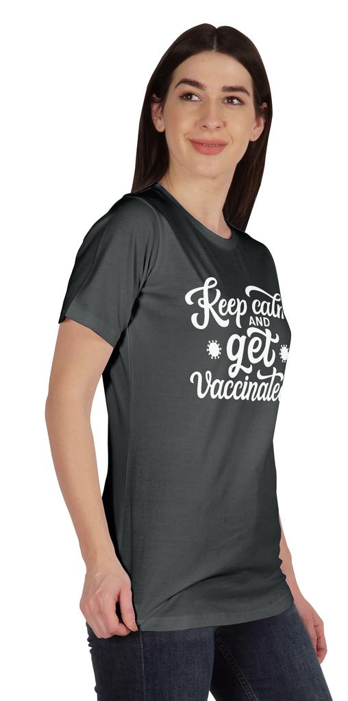 Inkmeso Keep Calm And Get Vaccinated Funny Pro Vaccine Crew Neck T-shirt For