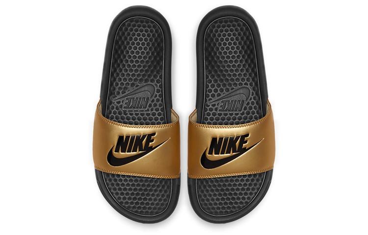 Nike Jdi Benassi Slide Black Metallic Gold Women's 343881-014