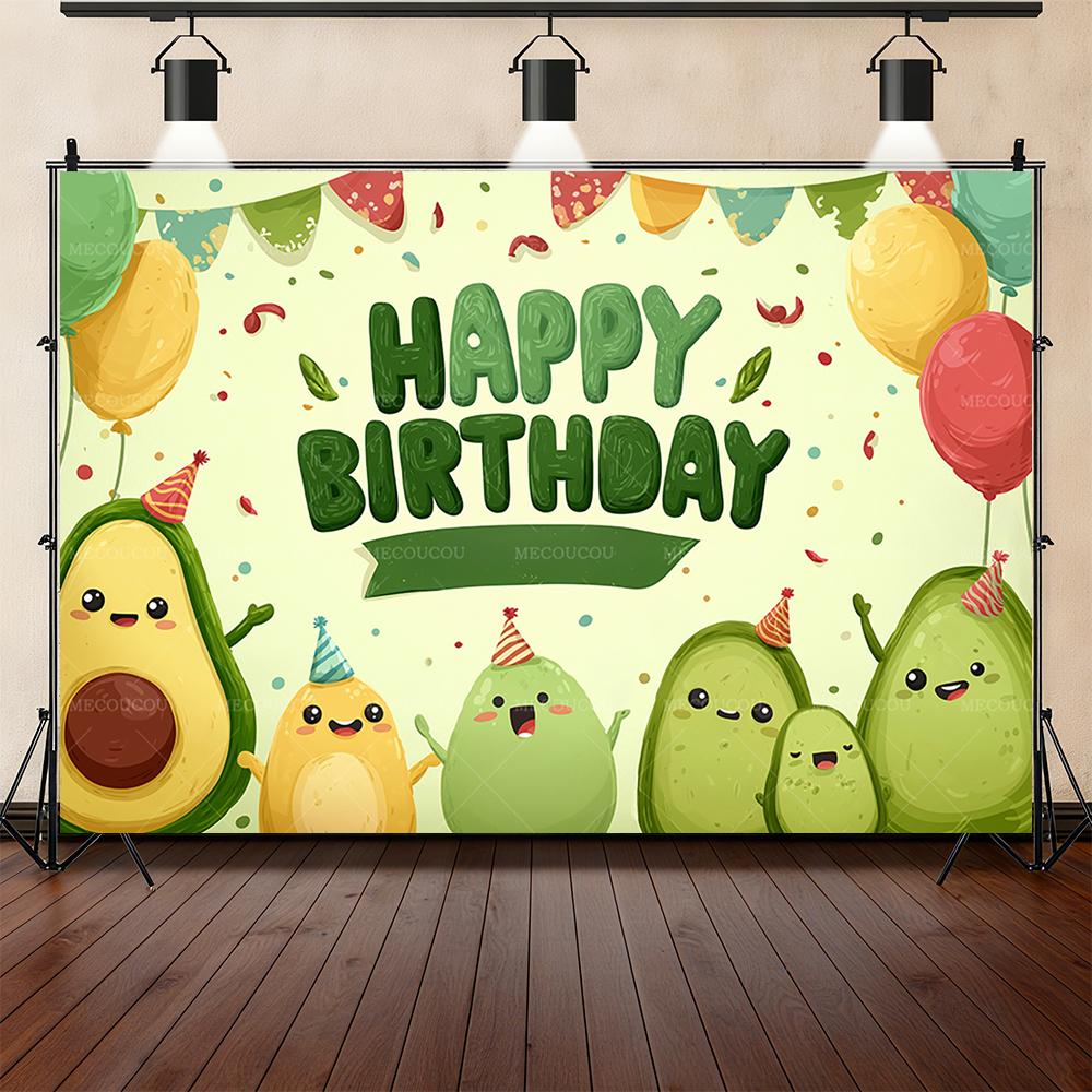 Fruit green avocado theme background children's birthday party decoration baby shower arrangement background studio photography