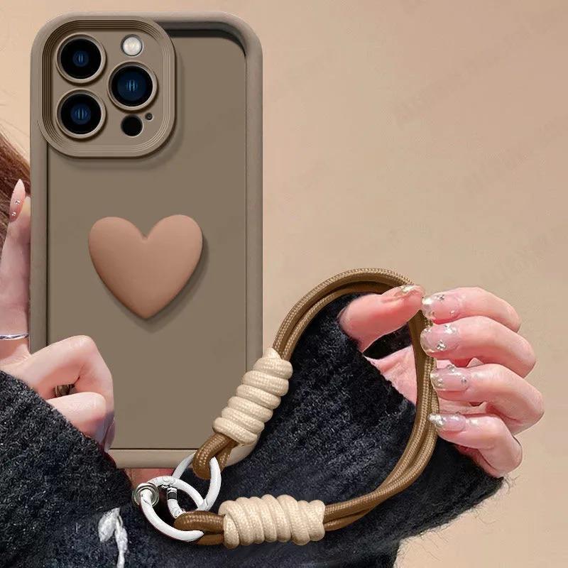Suitable for Samsung S25 Ultra Mobile Phone Case S24FEE Three Dimensional Love A55 with Lanyard S23 Full Cover A56 5G Set