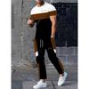 New Summer Men's Sports Suit Men's Round Neck Splicing Printed Short-sleeved T-shirt Loose Pants Two-piece Set Streetwear