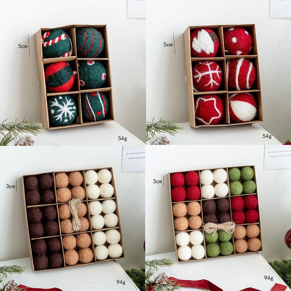 Fashion Plastic Felt Christmas Felt Ball 3CM 5CM Multicolor Christmas Ball Set Suspensable Christmas Tree Balls Party