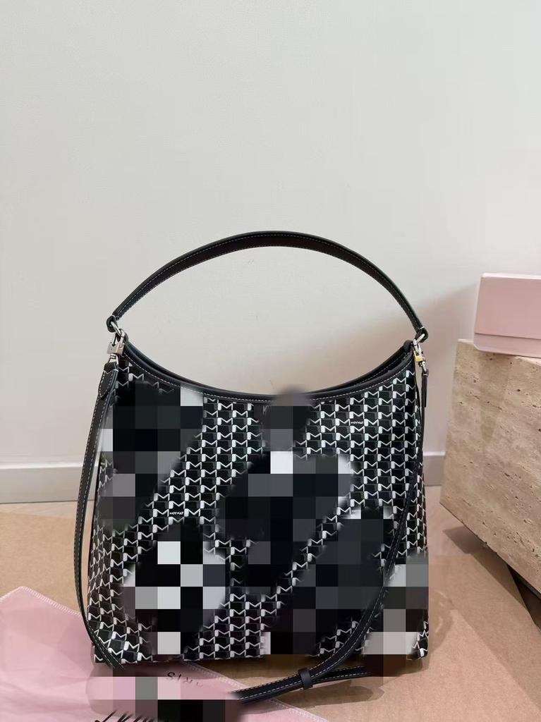 Original Leder Litschi-Muster Kalbsleder weich neue Dogtooth-Tasche Hobo Achseltasche Tote große Kapazität Mutter-und-Kind-Tasche