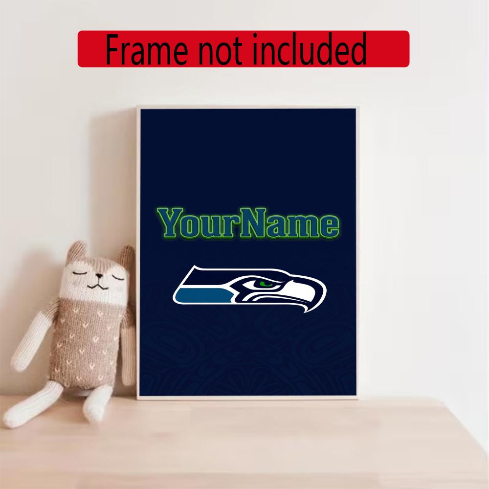 Seattle Seahawks Customize Your Name Diamond Painting Round Diamond Rhinestones Mosaic Diamond Embroidery Wall Paintings Rhinestones Gift Frameless
