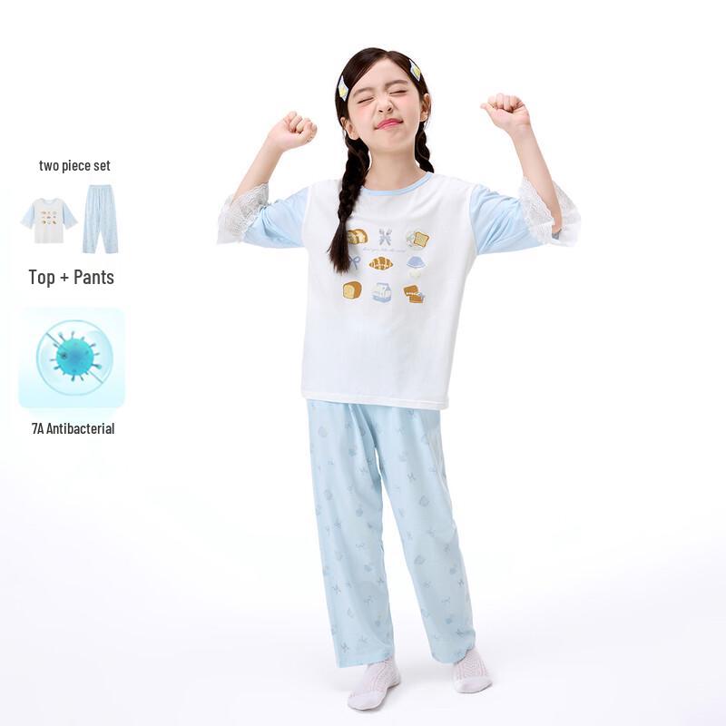 Girls  Summer Breathable Short Sleeve Pajama Set 140