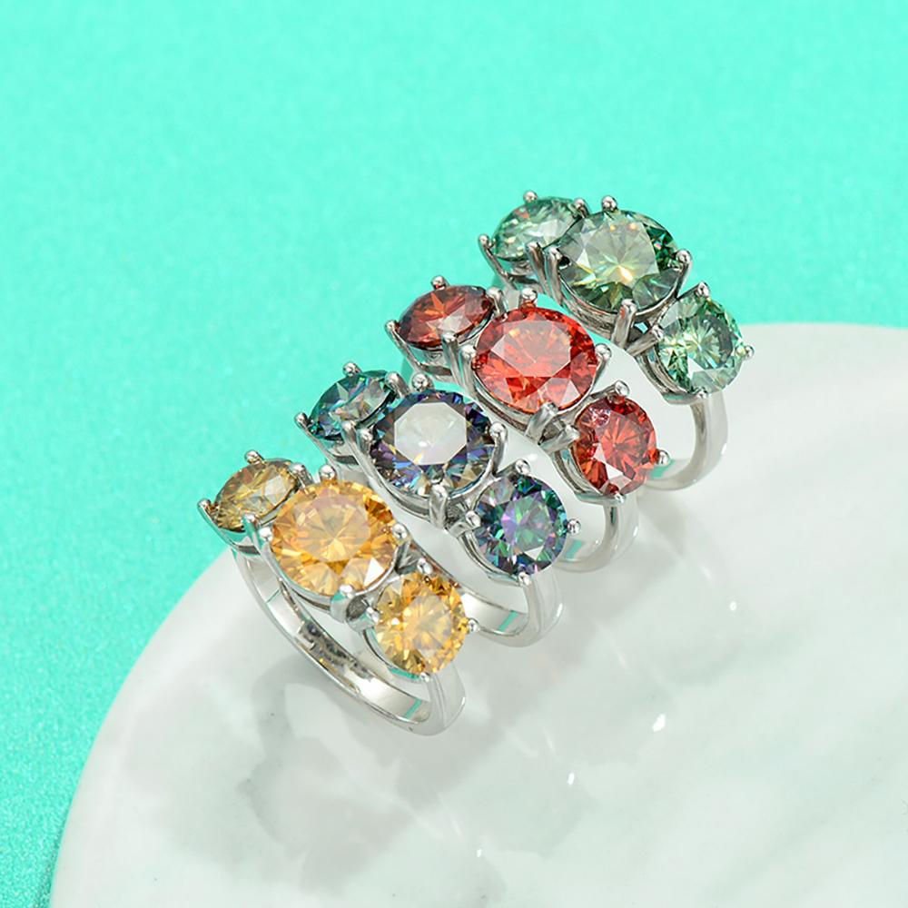 JoyceJelly S925 Silver Colors Moissanite Ring 2CT 4CT Total Full Moissanite Diamond Jewelry For Wedding Engagement Gift