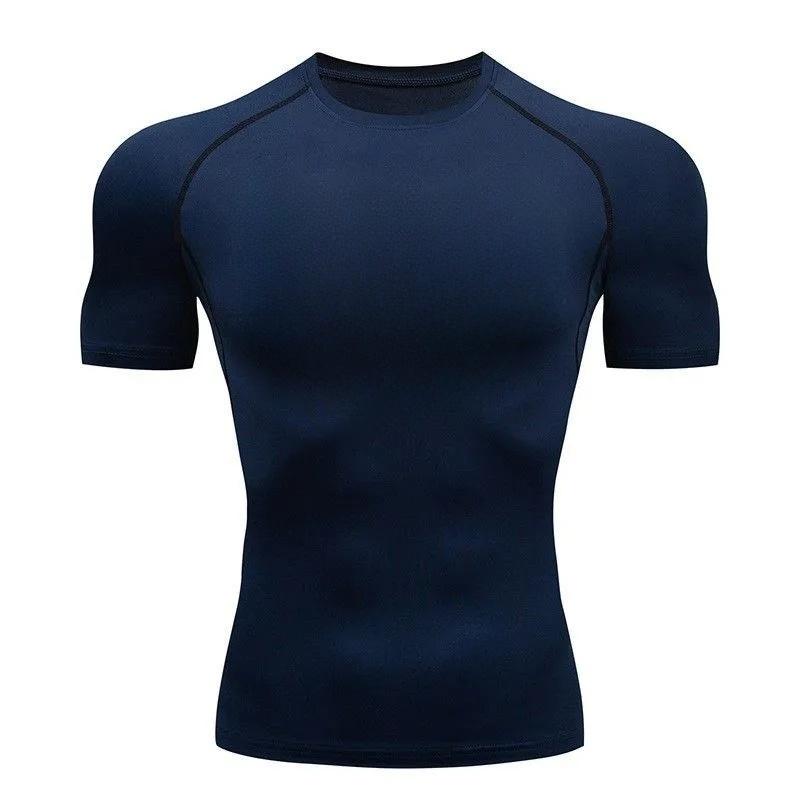 Men Quick-Dry Athletic T-Shirt Breathable Stretchy Moisture-Wicking Short Sleeve Compressed Fitness Gym Sports Workout 8 Colors